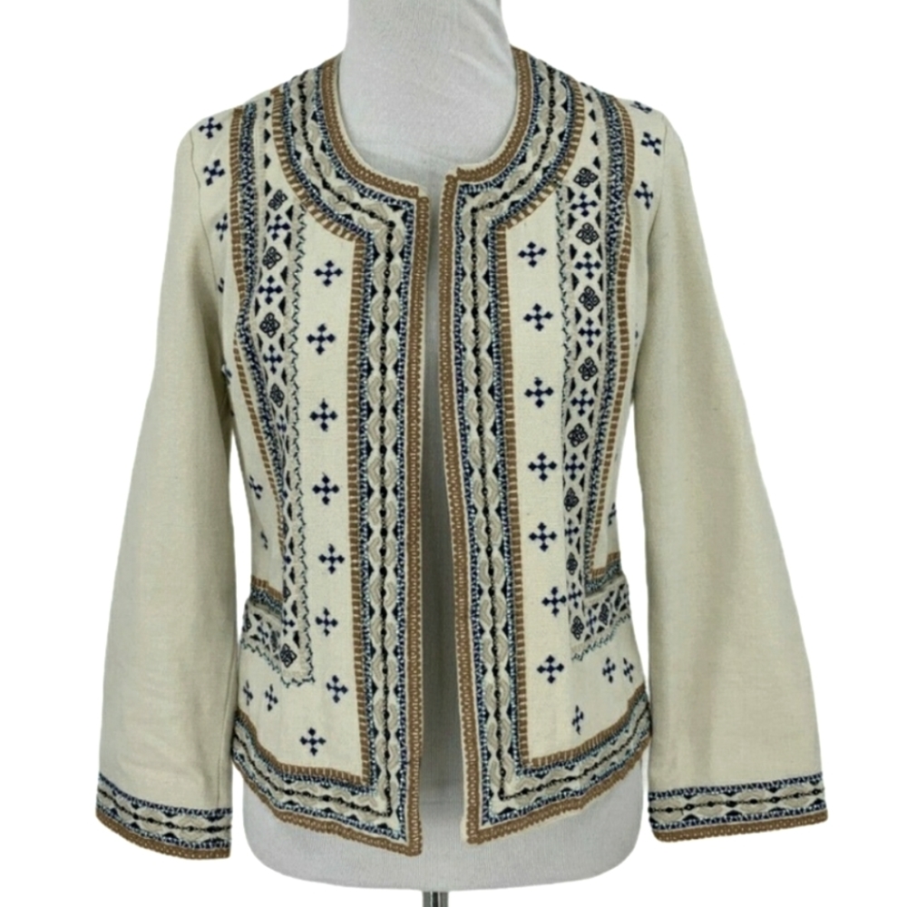 Lucky Brand Live in Love Blazer Open Front Beaded